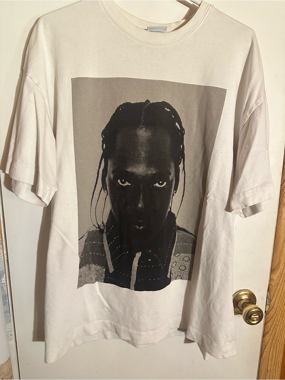 Pusha T White Graphic Men’s T-Shirt with Black Portrait Print